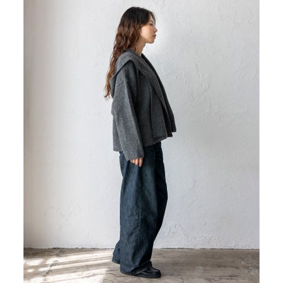 【2点セット】バラクラバ風フードニットマフラー付きVネックニット （BROWN）｜詳細画像