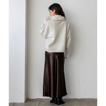 【2点セット】モックネックニット＆ボタン付きネックウォーマー(スヌード) （NAVY）｜詳細画像