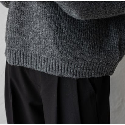 【2点セット】モックネックニット＆ボタン付きネックウォーマー(スヌード) （NAVY）｜詳細画像