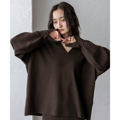 【2点セット】Vネックニット＆ワイドパンツセットアップ （BLACK）｜詳細画像