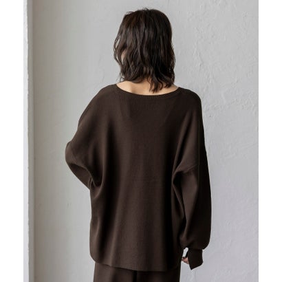 【2点セット】Vネックニット＆ワイドパンツセットアップ （BLACK）｜詳細画像