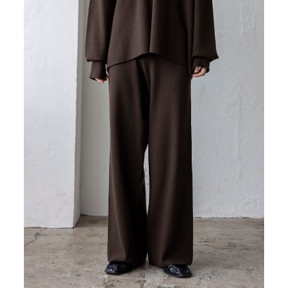 【2点セット】Vネックニット＆ワイドパンツセットアップ （BROWN）｜詳細画像