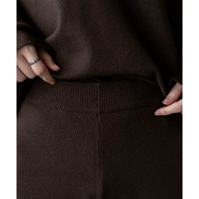 【2点セット】Vネックニット＆ワイドパンツセットアップ （BROWN）｜詳細画像