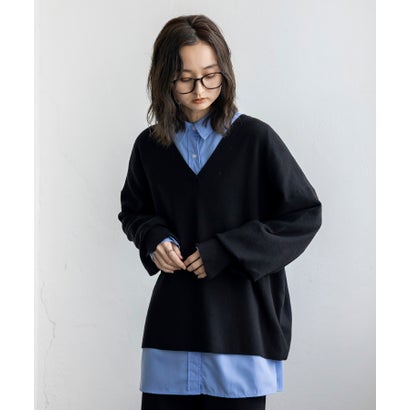 【2点セット】Vネックニット＆ワイドパンツセットアップ （BROWN）｜詳細画像