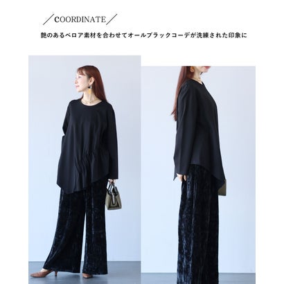 ヴィオ Vieo 「体型隠し」に見せない 洗練アシンメトリーカットソー （ブラック）｜詳細画像