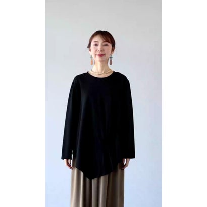 ヴィオ Vieo 「体型隠し」に見せない 洗練アシンメトリーカットソー （ブラック）｜詳細画像