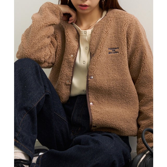 【Vincent et Mireille】BOA CARDIGAN （キャメル）