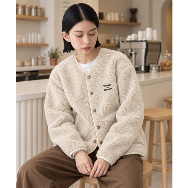 【Vincent et Mireille】BOA CARDIGAN （アイボリー）