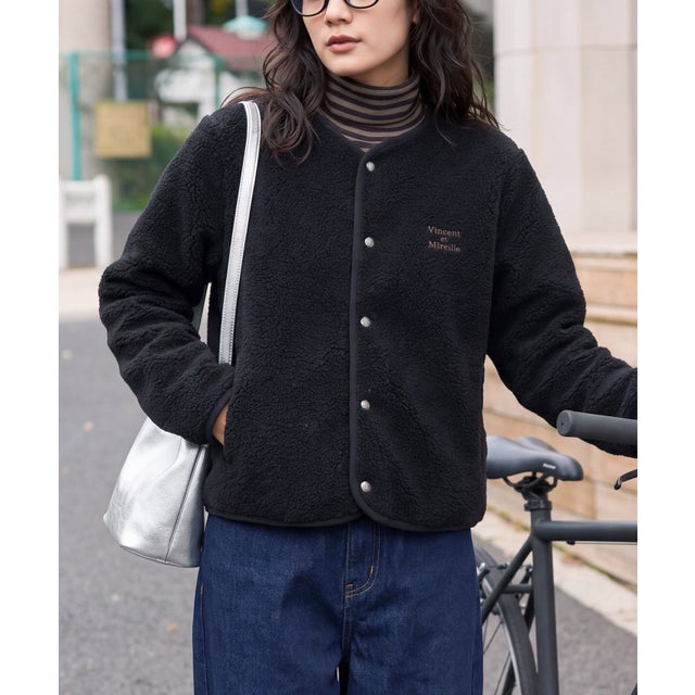 【Vincent et Mireille】BOA CARDIGAN （ブラック系その他2）