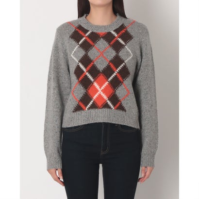 ヴァンソン・エ・ミレイユ Vincent et Mireille WOMEN'S SLEEVE PULLOVER ARGYLE （グレー）｜詳細画像