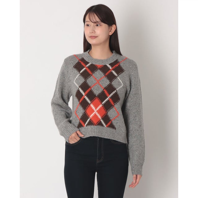 WOMEN'S SLEEVE PULLOVER ARGYLE （グレー）