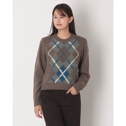 ヴァンソン・エ・ミレイユ Vincent et Mireille WOMEN'S SLEEVE PULLOVER ARGYLE （ブラウン）｜詳細画像