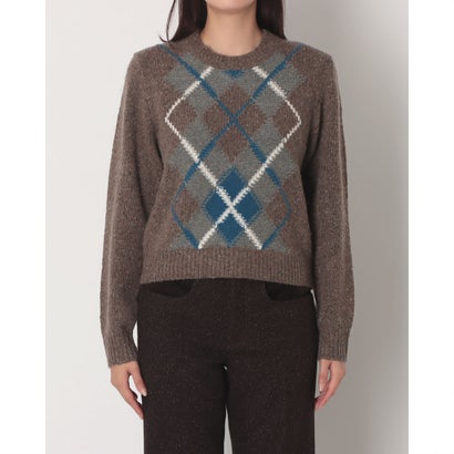 ヴァンソン・エ・ミレイユ Vincent et Mireille WOMEN'S SLEEVE PULLOVER ARGYLE （ブラウン）｜詳細画像