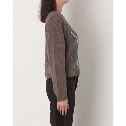 ヴァンソン・エ・ミレイユ Vincent et Mireille WOMEN'S SLEEVE PULLOVER ARGYLE （ブラウン）｜詳細画像