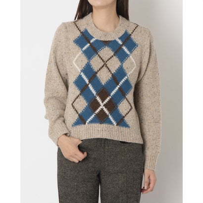 ヴァンソン・エ・ミレイユ Vincent et Mireille WOMEN'S SLEEVE PULLOVER ARGYLE （ベージュ）｜詳細画像