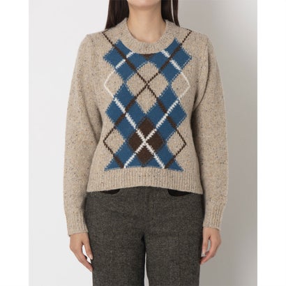 ヴァンソン・エ・ミレイユ Vincent et Mireille WOMEN'S SLEEVE PULLOVER ARGYLE （ベージュ）｜詳細画像