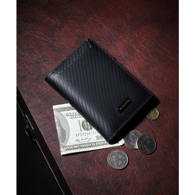 カーボン ホック付き二つ折財布 （BLK）