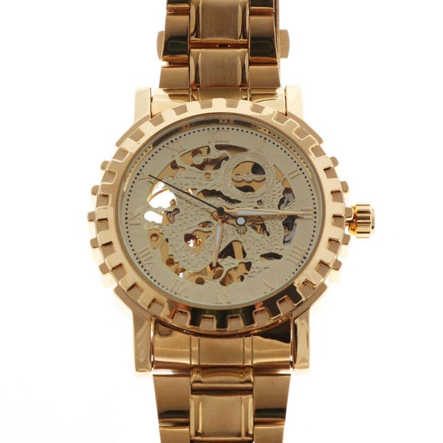 
                    自動巻き腕時計 機械式腕時計 ゴールドカラーのフルスケルトン腕時計 手巻き時計 ATW014-GLD （GLD）