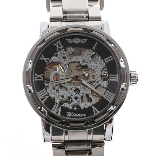 
                    自動巻き腕時計 機械式腕時計 透かし彫りが美しいメタルベルトのフルスケルトン腕時計 ATW013-SVBK （SVBK）