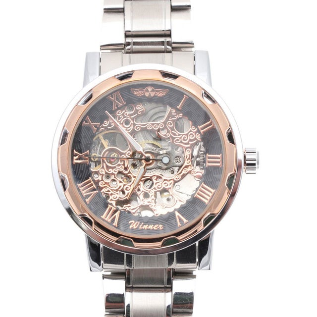 
                    自動巻き腕時計 機械式腕時計 透かし彫りが美しいメタルベルトのフルスケルトン腕時計 ATW013-PGBK （PGBK）