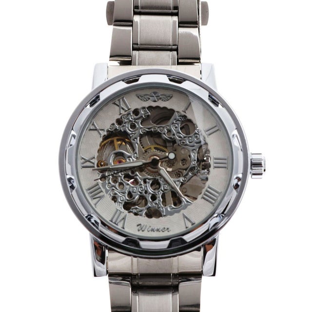 
                    自動巻き腕時計 機械式腕時計 透かし彫りが美しいメタルベルトのフルスケルトン腕時計 ATW013-SVWH （SVWH）
