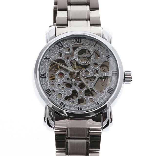 
                    自動巻き腕時計 機械式腕時計 ミッドサイズのフルスケルトン腕時計 シンプル ATW016-SLV （SLV）