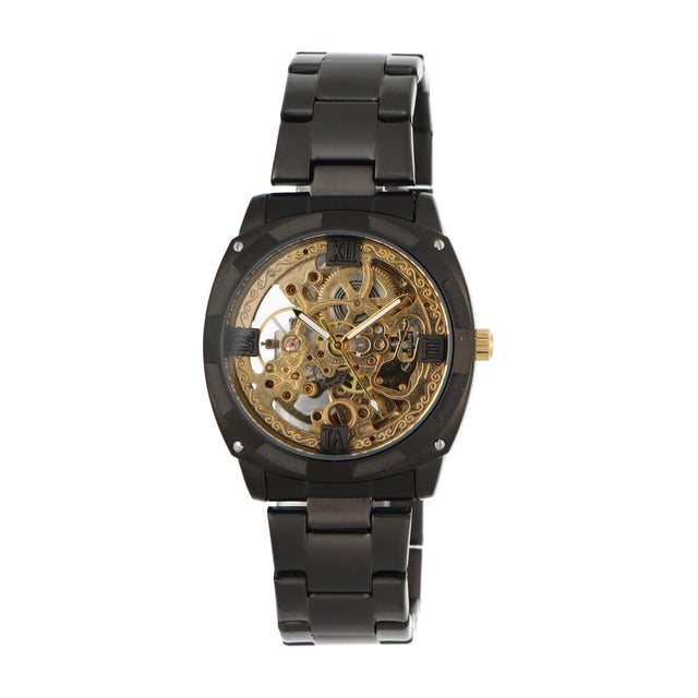 
                    自動巻き腕時計 シンプル機能のフルスケルトンデザイン ブラックケース メタルベルト 機械式 WSA010-BKGD （BKGD）