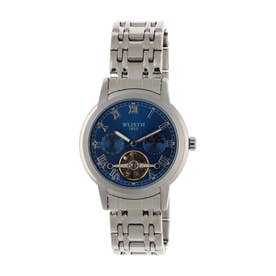 自動巻き腕時計 24時間表示 サン&ムーン表示 シルバーケース メタルベルト 機械式腕時計 WSA013-BLU （BLU）
