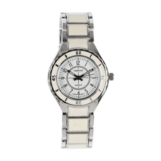 
                    日本製ムーブメント 上品なセラミック風ベルトのシンプル腕時計 小さめ可愛い ホワイト ブラック レディース腕時計 AV051-SVWH （SVWH）