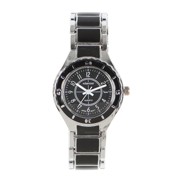 
                    日本製ムーブメント 上品なセラミック風ベルトのシンプル腕時計 小さめ可愛い ホワイト ブラック レディース腕時計 AV051-SVBK （SVBK）