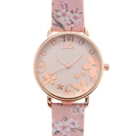 手元にパッと花開く！ 魅力あふれたかわいい桜模様ベルト クリスタルカットガラス レディース腕時計 SPST034-PNK （PNK）
