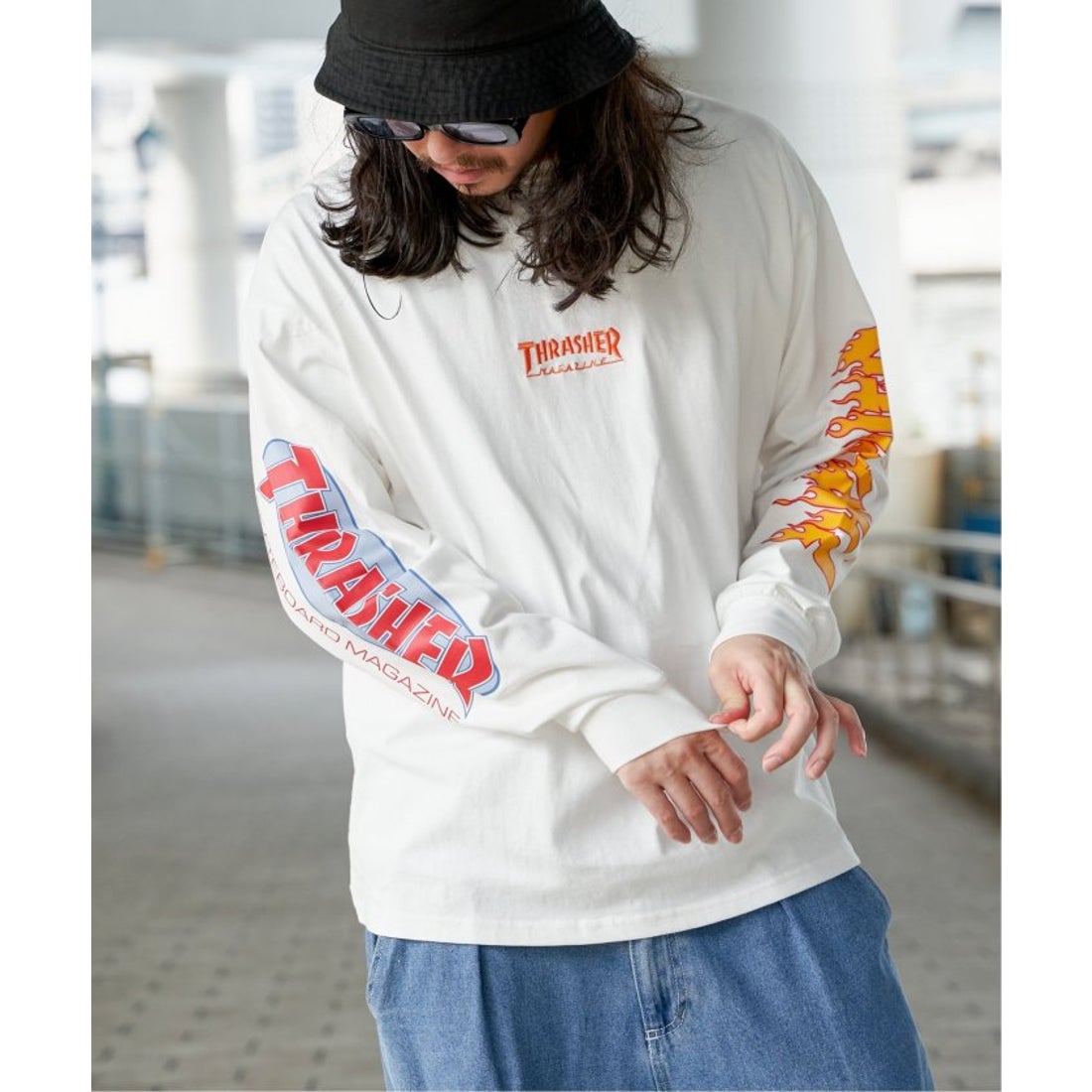 ヴァンス エクスチェンジ VENCE EXCHANGE THRASHER スラッシャー 袖 THRASHER ロンＴ