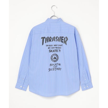 THRASHERストライプシャツ （サックスブルー）｜詳細画像
