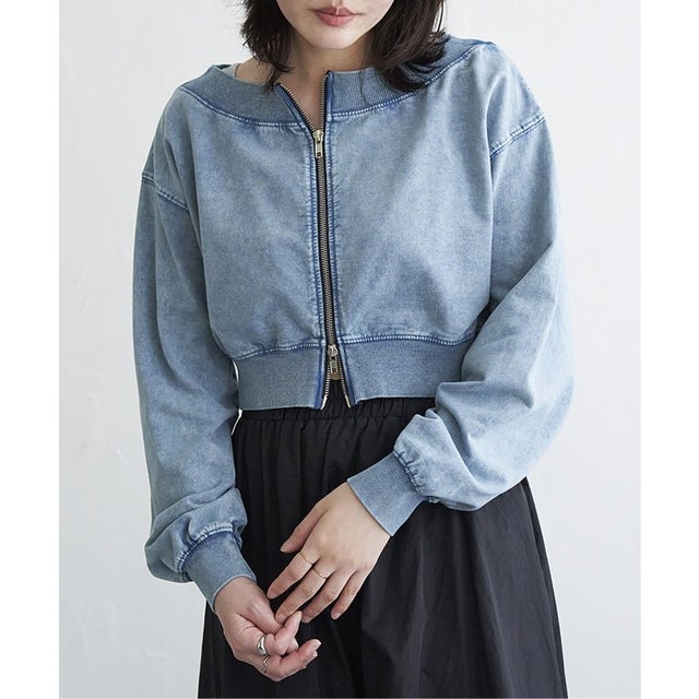 ケミカルオフショルスウェットZIP （ブルーケイ）