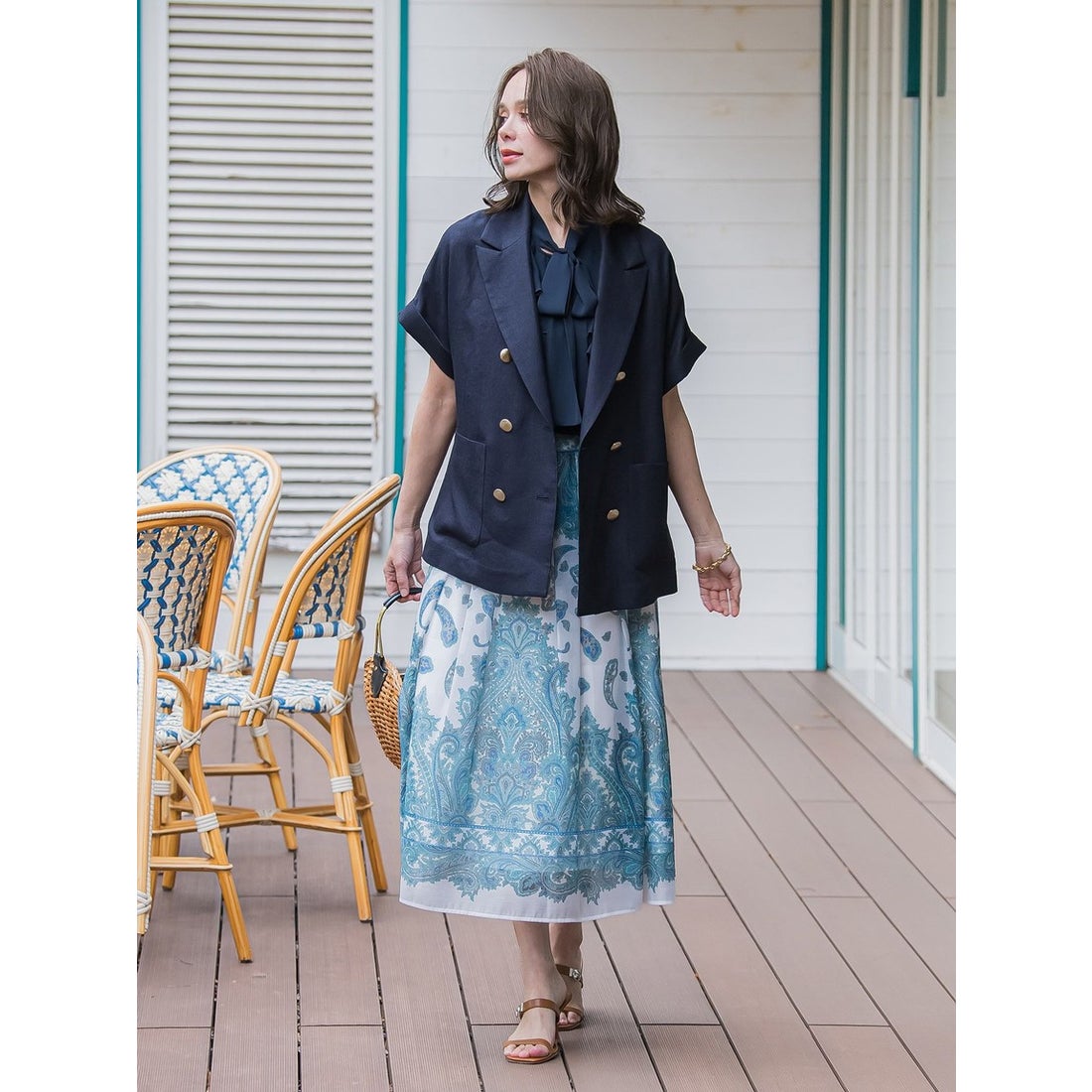 ビアッジョブルー Viaggio Blu ペイズリープリントスカート≪手洗い