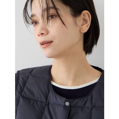 【TAION】ベーシッククルーネックボタン インナーダウンベスト （ネイビー）｜詳細画像