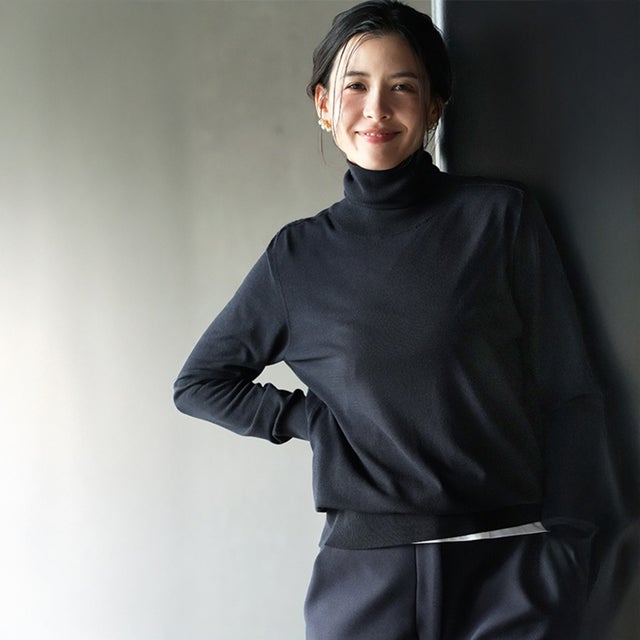 【毛玉防止・洗える】アデルタートルニット （ネイビー）