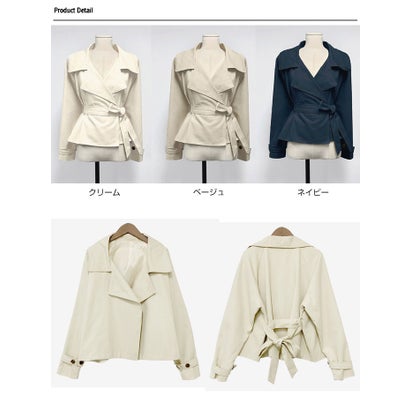 ビビッドレディ VIVIDLADY コットンショート丈ジャケット 全3色 レディース Y2K 韓国ファッション （ネイビー）｜詳細画像