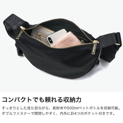 ヴィオラドーロ 正規品 ショルダーバッグ レディース 布 おしゃれ バッグ 軽量 軽い 斜めがけバッグ 斜め掛け 大人 ショルダー 小さめ ミニショルダー  日本製 BIANCA ナイロン ボディバッグ V-2247（TAUPE×BLACK）｜詳細画像