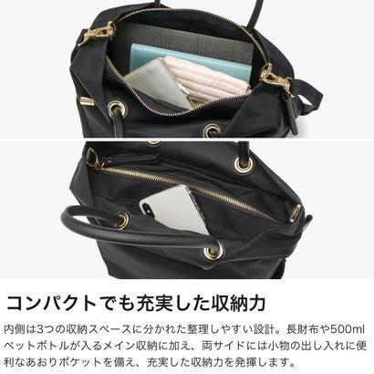 VIOLAd'ORO ヴィオラドーロ 正規品 トートバッグ レディース ファスナー付き ブランド マチあり トート 2WAY ショルダーバッグ 軽量 斜めがけバッグ A5 BIANCA ノットハンドル ナイロン Sサイズ V-2174（TAUPE×RED）｜詳細画像