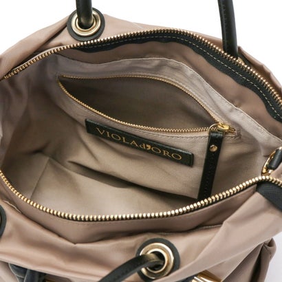 正規品 トートバッグ レディース ファスナー付き 小さめ バッグ トート 軽量 軽い 2WAY ショルダー 日本製 A5 BIANCA ノットハンドルナイロントートバッグ Sサイズ V-2174 （d.beige×azzurro）｜詳細画像