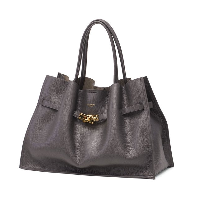 正規品 トートバッグ レディース トート バッグ ブランド 革 本革 通勤バッグ ビジネス B5 肩掛け 女性 大人 日本製 TRERO イタリアンWフェイスレザートートバッグ Lサイズ V-1497 （チャコール×ライトトープ）