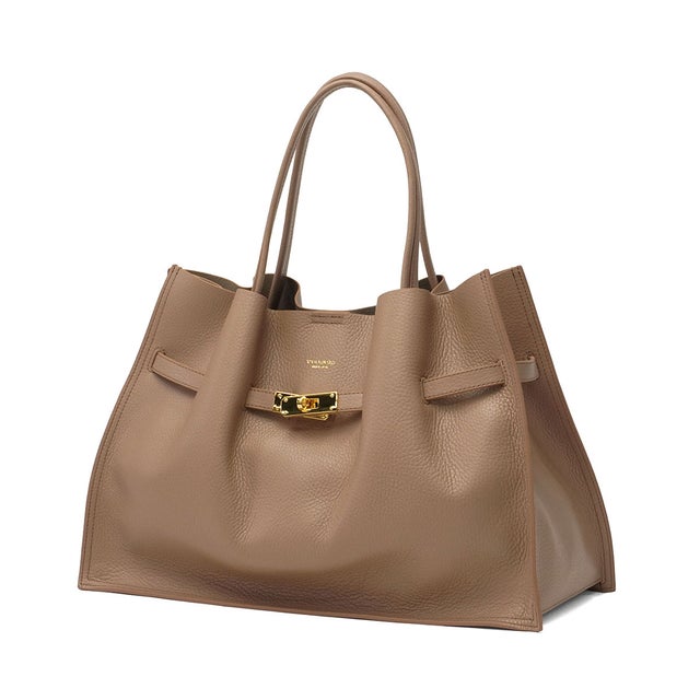 正規品 トートバッグ レディース トート バッグ ブランド 革 本革 通勤バッグ ビジネス B5 肩掛け 女性 大人 日本製 TRERO イタリアンWフェイスレザートートバッグ Lサイズ V-1497 （ミルクティー×ライトトープ）