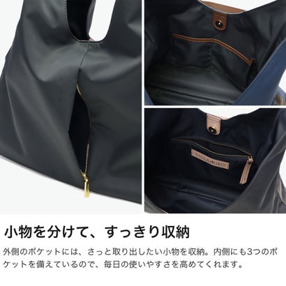 正規品 トートバッグ レディース ブランド ナイロン 手持ち 肩かけ 斜めがけ おしゃれ 大容量 ワンショルダー A4 BIANCA テープショルダー ワンショルダーバッグ V-2315 （トープ×ブラック）｜詳細画像