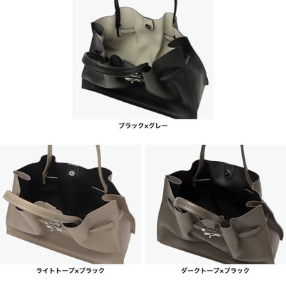 正規品 トートバッグ レディース ブランド レザー 牛革 手持ち エレガント おしゃれ B5 TRERO イタリアンWフェイスレザートートバッグ V-1640 （ブラック×グレー）｜詳細画像