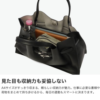 正規品 トートバッグ レディース ブランド レザー 牛革 手持ち エレガント おしゃれ B5 TRERO イタリアンWフェイスレザートートバッグ V-1640 （ダークトープ×ブラック）｜詳細画像