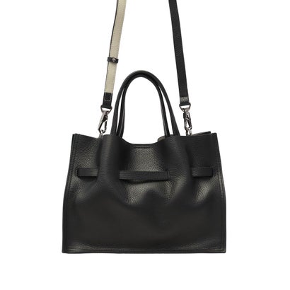 正規品 トートバッグ レディース ブランド レザー 牛革 手持ち 肩かけ 斜めがけ エレガント おしゃれ 小さめ 2WAY A5 TRERO イタリアンWフェイスレザートートバッグ V-1639 （ダークトープ×ブラック）｜詳細画像