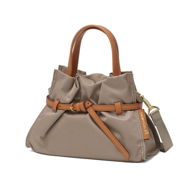 正規品 トートバッグ レディース ミニ トート バッグ ブランド ショルダー 2WAY ハンドバッグ 肩掛け 女性 大人 日本製 BIANCA ナイロンドロストトートバッグSサイズ V-2303 （トープ×キャメル）