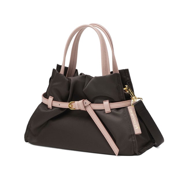 正規品 トートバッグ レディース ミニ トート バッグ ブランド ショルダー 2WAY ハンドバッグ 肩掛け 女性 大人 日本製 BIANCA ナイロンドロストトートバッグSサイズ V-2303 （チョコレート×ピンクグレー）