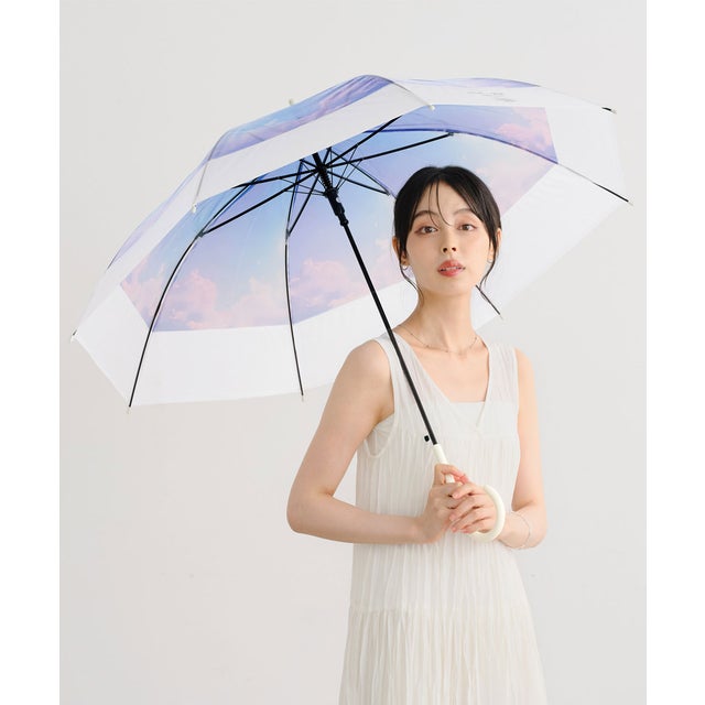 地球屋 ビニール傘 雨傘 長傘 レディース 女性 ジャンプ傘 長く使える 丈夫 通勤 通学 おしゃれ かわいい 彼女 母 母の日 プレゼント ギフト 誕生日 クリスマス プチギフト【Wpc.】 空色アンブレラトワイライト (ピンク)